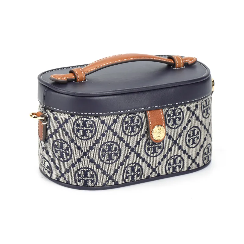 TORY BURCH T Monogram Fabric One Shoulder Handbag Regular Women's Marine Blue-1