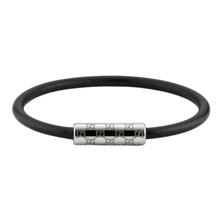 GUCCI Palladium Metal Bracelets Unisex Black-1