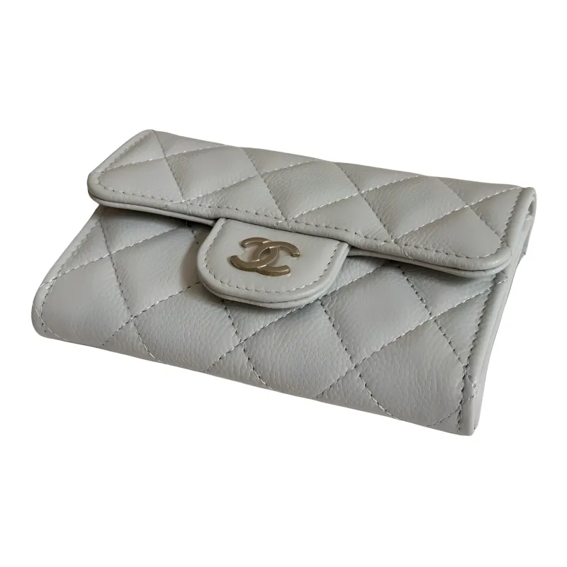 CHANEL Calfskin Card Holder Card Holder Women's Light Lime Gray-1