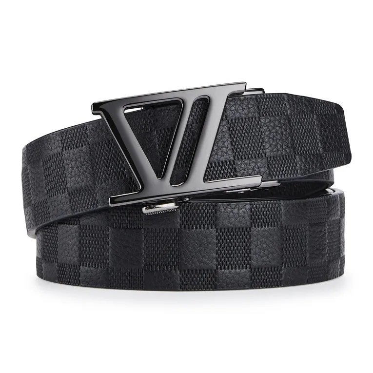 Jeccieziio Top Grain Cow Leather Belt Men's Gunmetal, Gold, Silver Width 3.5CM-1