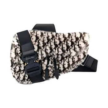 DIOR Saddle Mink Fur Saddle Bag Crossbody Bag Shoulder Bag Sling Bag Men's Black