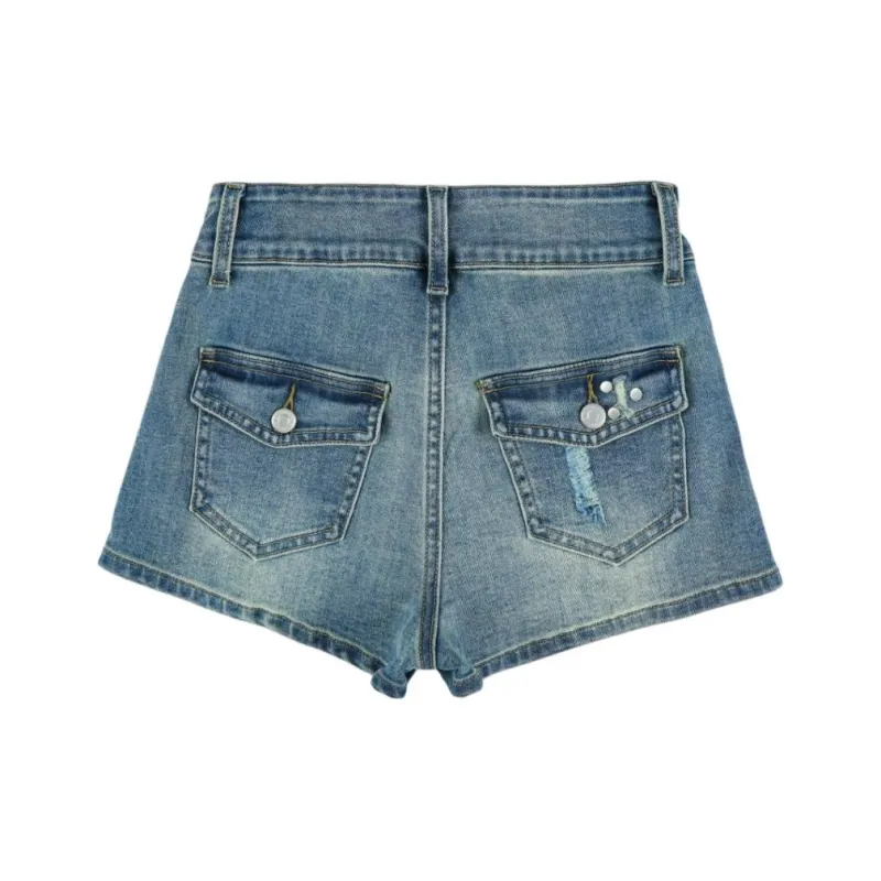 NHZN Denim Shorts Women's Nostalgic Blue-4