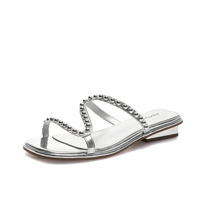 AGSDON Slide Slippers Women's Silver-1
