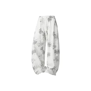 HOKLV Casual Pants Unisex Lotus Pattern