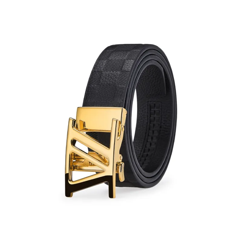 Jeccieziio Top Grain Cow Leather Belt Men's Gunmetal, Gold, Silver Width 3.5CM-8