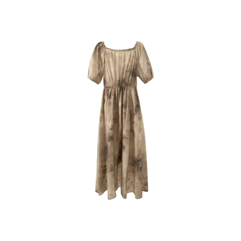 3COLOUR Short Sleeved Dress Women's Hazelnut Brown Floral-1