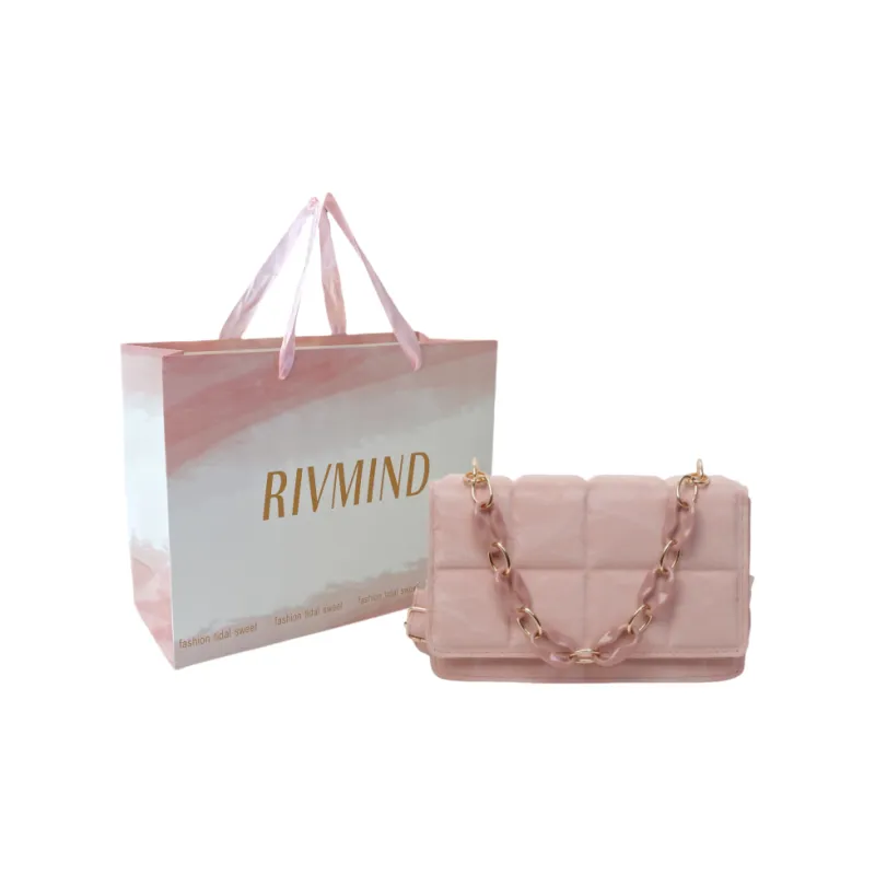 RIVMIND PU Crossbody One Shoulder Handbags Women's Ecru/Silver/Black/Pink/Blue-5