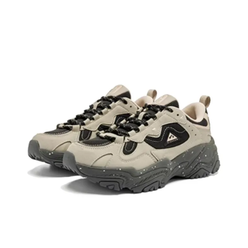 QIAODAN Non-slip Wear-resistant Shock Absorption Low-Top Trail Running Sprint Running Shoes Women's Beige Black-2