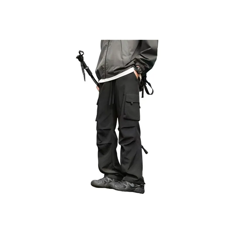NOME Pleated Lace Up Straight Fit Wide Leg Pants Unisex-0