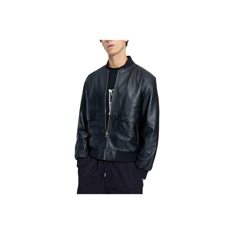 Iceberg Leather Jacket Men's Black-0