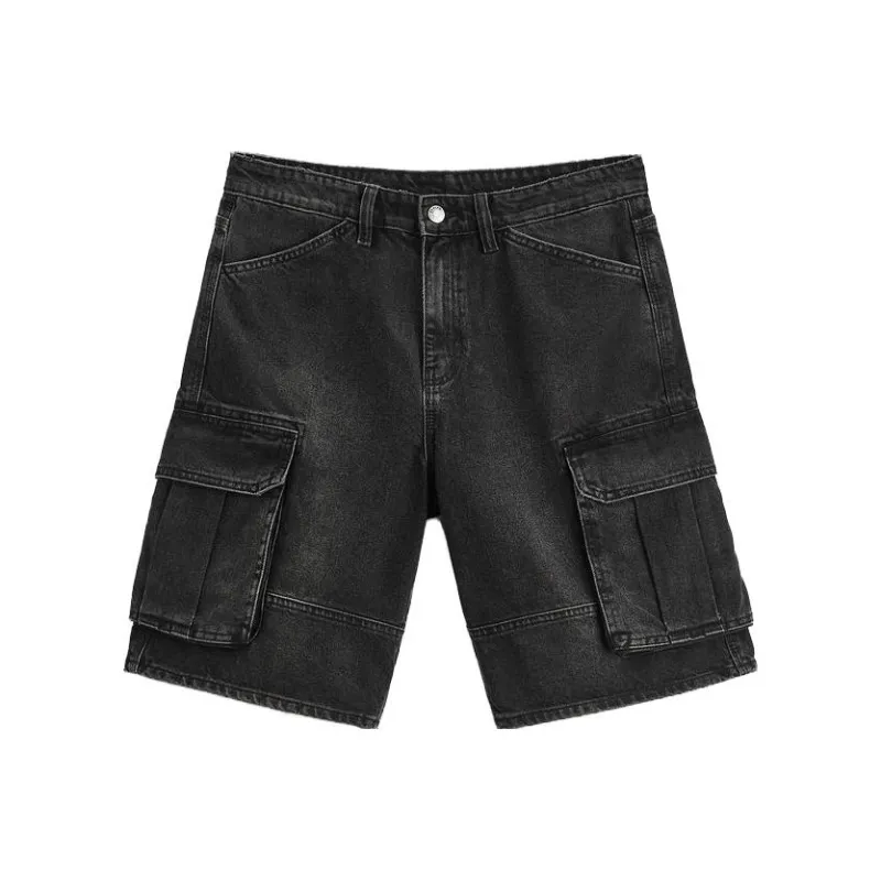 ZARA Denim Shorts Men Black-0