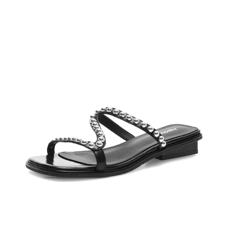 AGSDON Slide Slippers Women's Silver-8