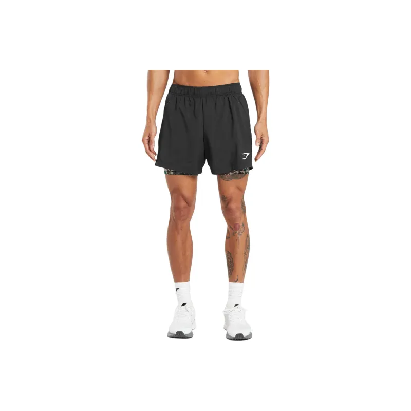 GYMSHARK SPORT 5' 2 IN 1 SHORTS Casual Shorts Men's Black-0