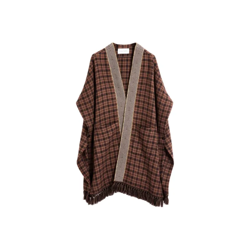 Valentino Checked Cape Coat-0