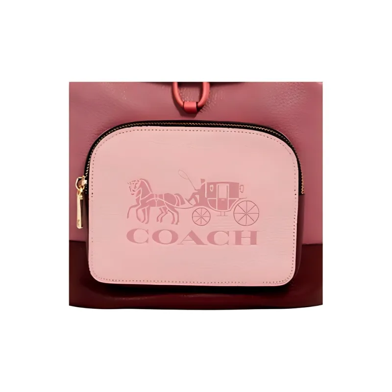 COACH Jes Leather Backpack Medium Size Women's Pink Multicolor-4
