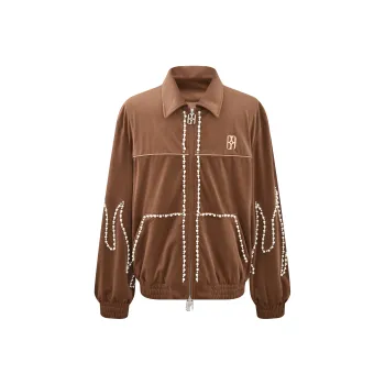BIRTH OF ROYAL CHILD Flame Pearl Velvet Work Jacket