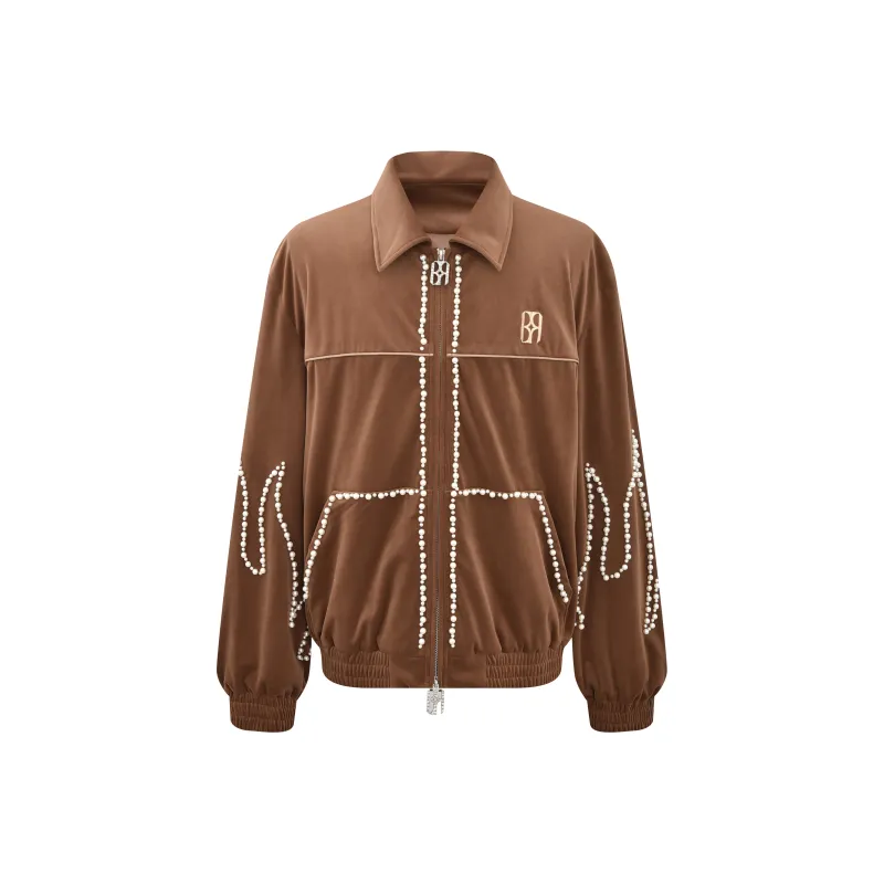 BIRTH OF ROYAL CHILD Flame Pearl Velvet Work Jacket-0