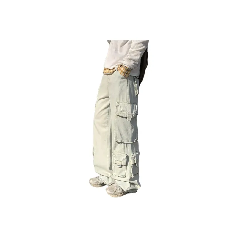 NVRFRGT Cargo Pants Unisex Washed White-2