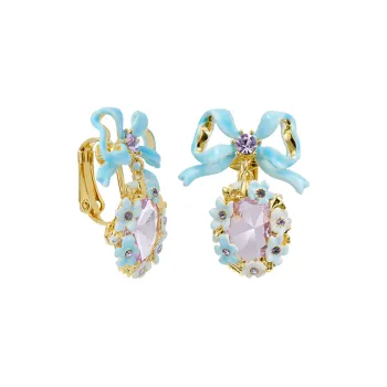 LES NEREIDES Gold Plated Clip On Earrings Women's Blue