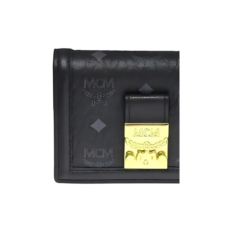 MCM Tracy Visetos Coated Canvas With Leather Wallet Mini Women's Black-4