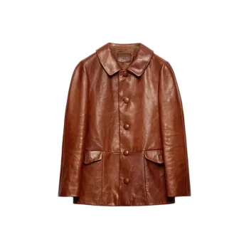 PRADA SS25 Leather Jacket Men's Brown