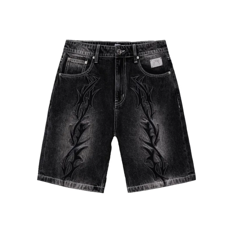 Revenge Denim Shorts Unisex Black-0