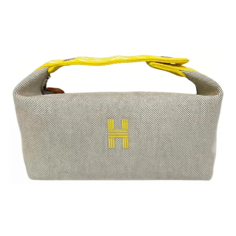 HERMES Bride a Brac Fabric Storage Bags Toiletry Bags Small Size Unisex Lemon-1
