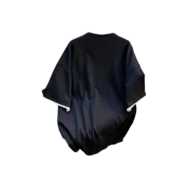 TONYBEAR Men's Casual Sports Loose Fit Fashion Versatile Basic Mock Two Piece T Shirt Men's-7