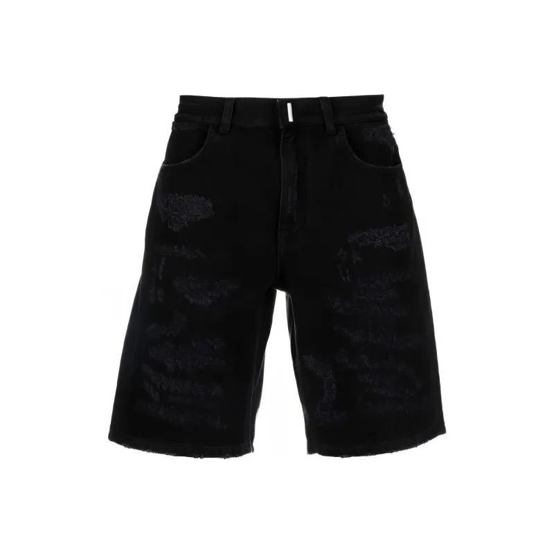 Givenchy Distressed Denim Shorts-0