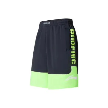 LiNing Casual Shorts Men's Ebony Black Fluorescent Ice Green