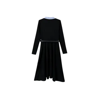 PLANE DRIFT Long Sleeved Dress Women's Black Includes Belt