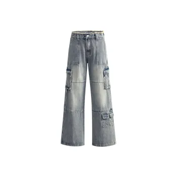 Ghost Mask Cargo Pants Unisex Vintage Blue