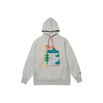 NANGA Ferre Yarn LIFE IS A JOURNEY NATURE ELEMENTS SWEAT HOODIE Sweatshirt Unisex Light Gray