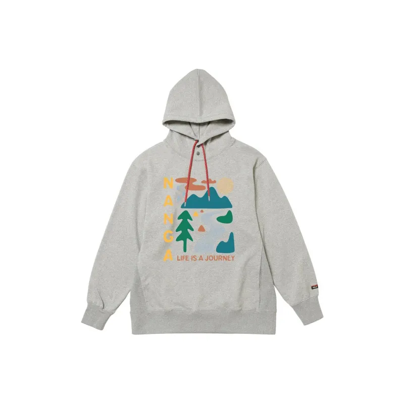 NANGA Ferre Yarn LIFE IS A JOURNEY NATURE ELEMENTS SWEAT HOODIE Sweatshirt Unisex Light Gray-0