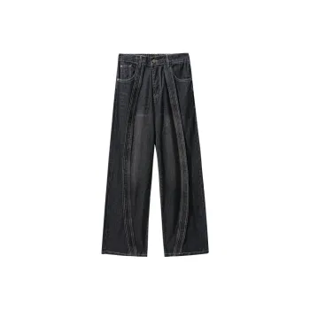 Warrior Huichao Riding The Wind Collection Jeans Unisex Smoke Black