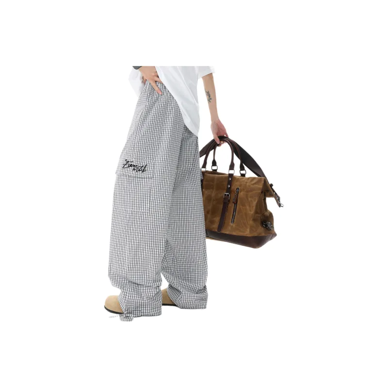 *EVAE+MOB Cargo Pants Unisex Black Plaid-4