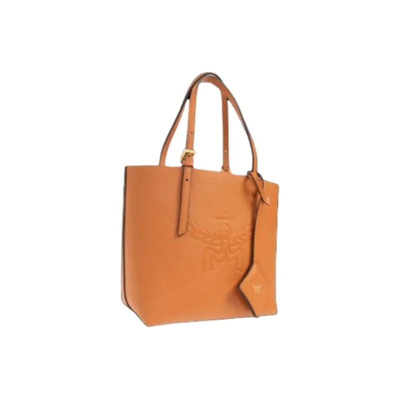MCM Embossed Leather Tote Bag, Shopping Bag, Handbag Mini Women's Cognac-1