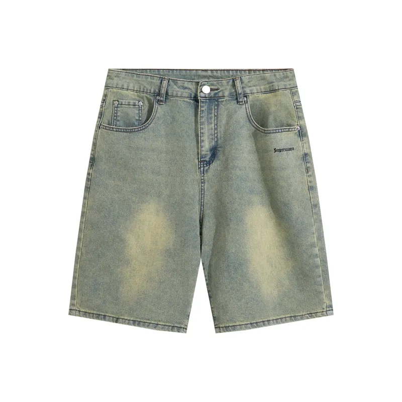 SUPERMOON Denim Shorts Unisex Washed Yellow Mud-0