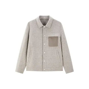 PEACEBIRD MEN Jacket Lapel Casual Coat Woolen Coat Unisex