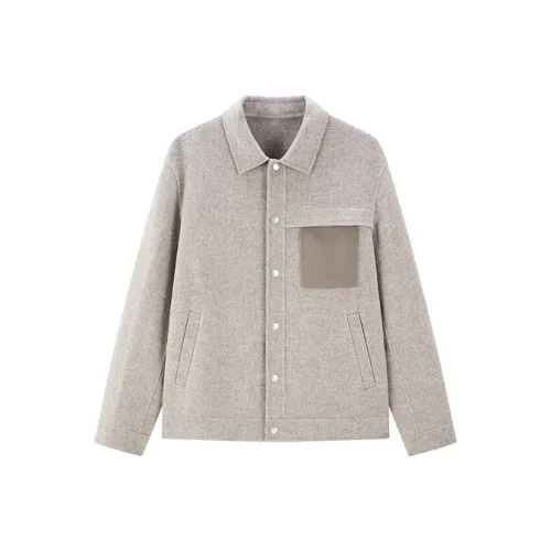 PEACEBIRD MEN Jacket Lapel Casual Coat Woolen Coat Unisex