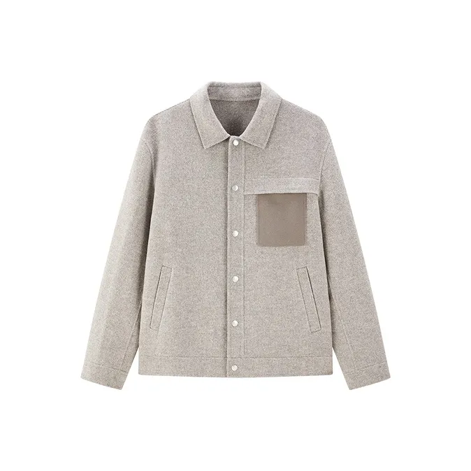 PEACEBIRD MEN Jacket Lapel Casual Coat Woolen Coat Unisex-0