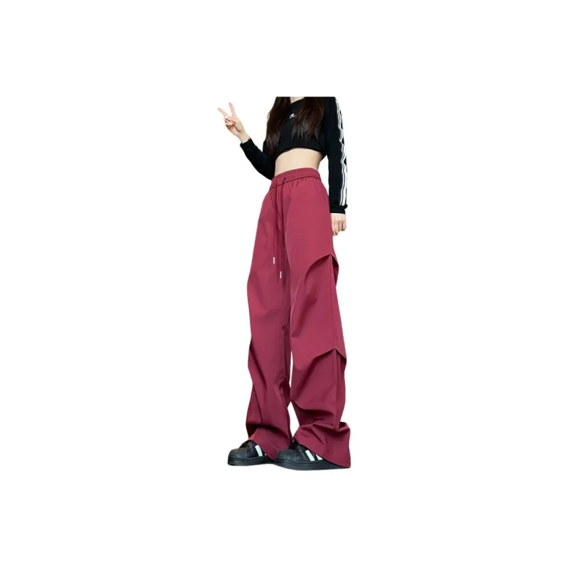 HOKLV Workwear Style Vintage Casual Pants, Wide Leg Straight Fit With A Draping Effect Unisex-25