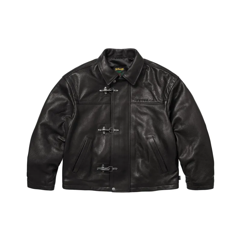 Supreme Schott Leather Clip Jacket-0