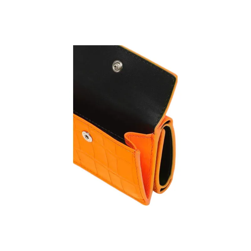 Furla Babylon Calfskin Card Holder Wallet Small Size Women's Orange-4