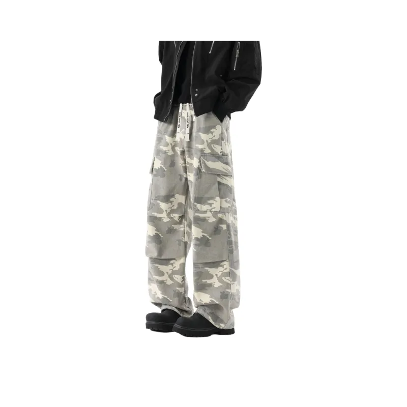 RICE NINE TEN Jeans Unisex Leopard Print Coffee-4