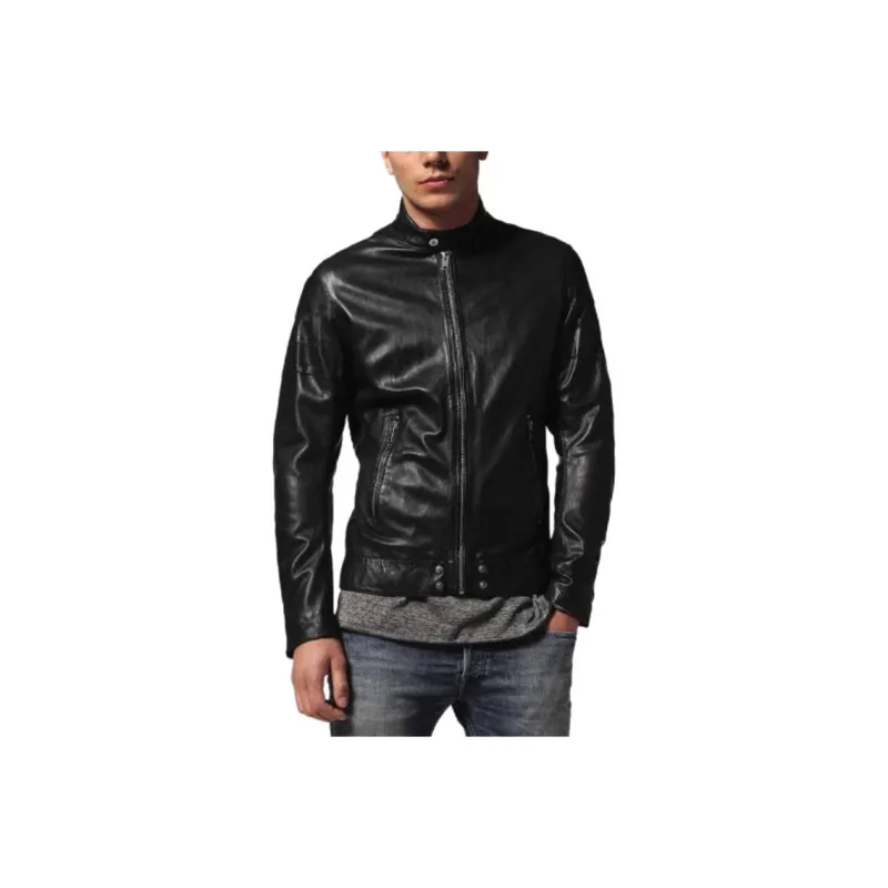 DIESEL Leather Jacket Men's Black-0