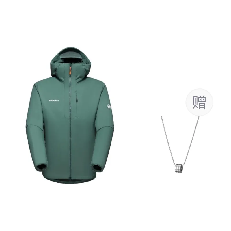 MAMMUT Rime IN Fle Puffer Jacket Unisex Jade Green/Dark Jade With Necklace-0