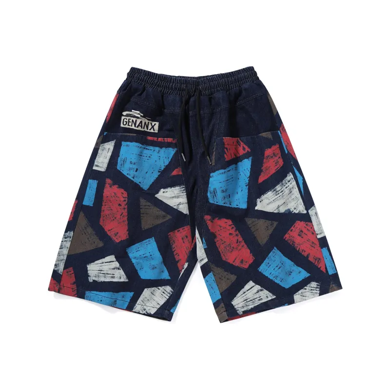 GENANX Loose Fit Shorts Unisex Denim Blue-0