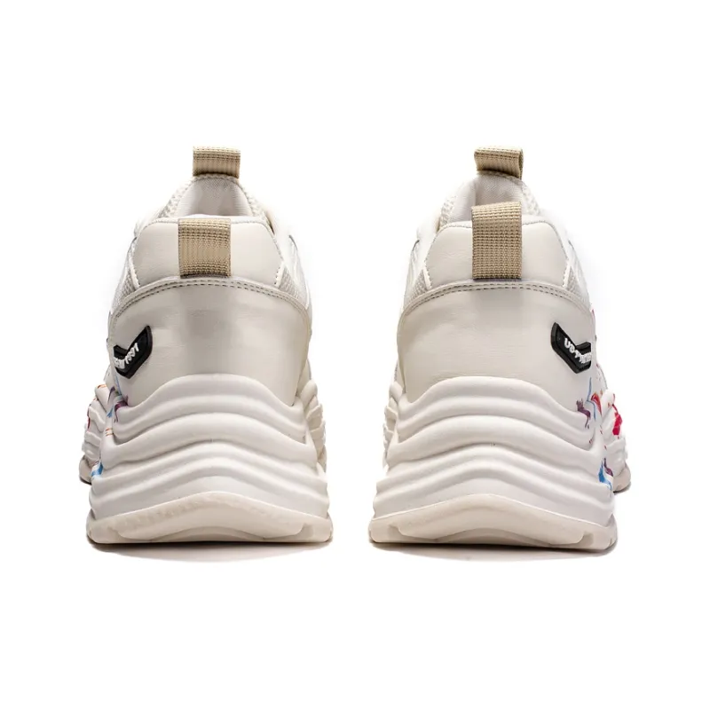 Pnj Slip Resistant, Abrasion Resistant, Breathable, Height Increasing Low Top Chunky Sneakers Unisex Beige Multicolor-5