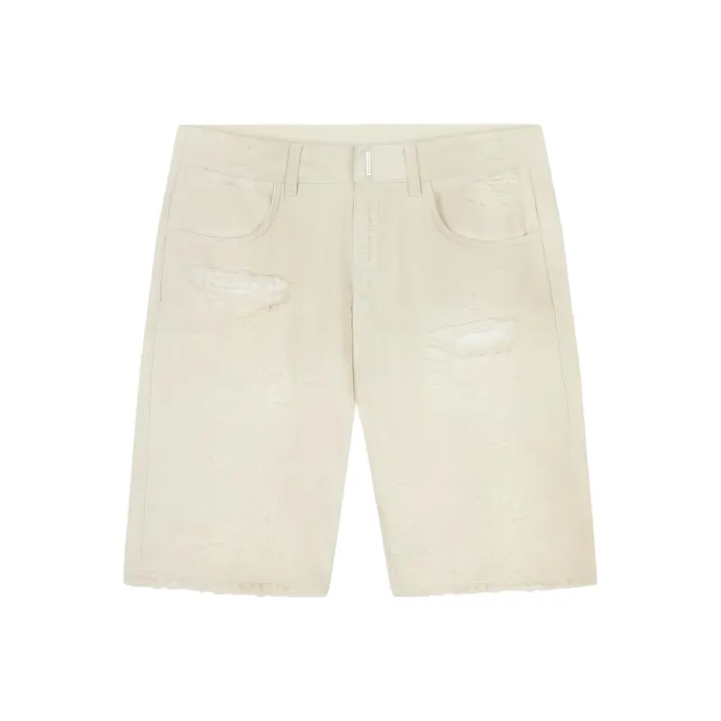Givenchy Destroyed Denim Shorts-0